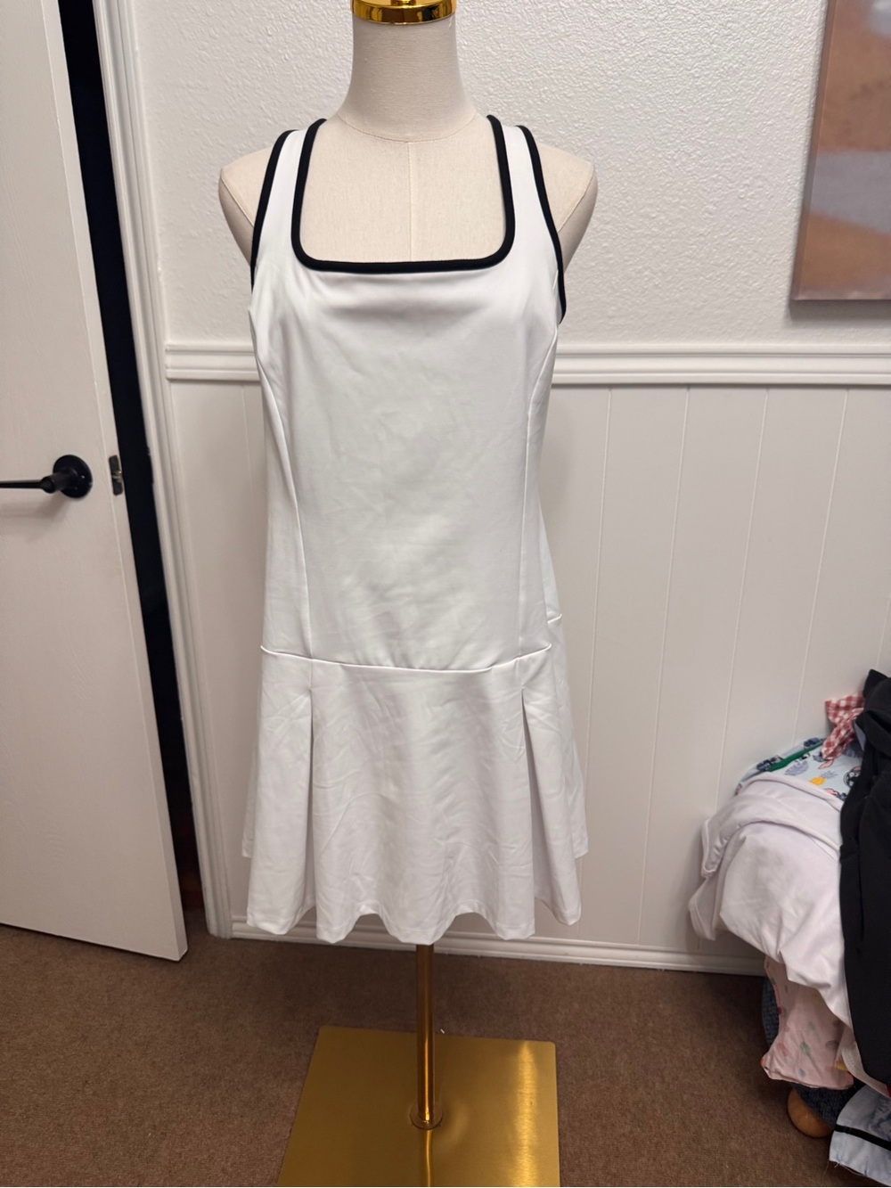J. Crew White Dress with Black Trim